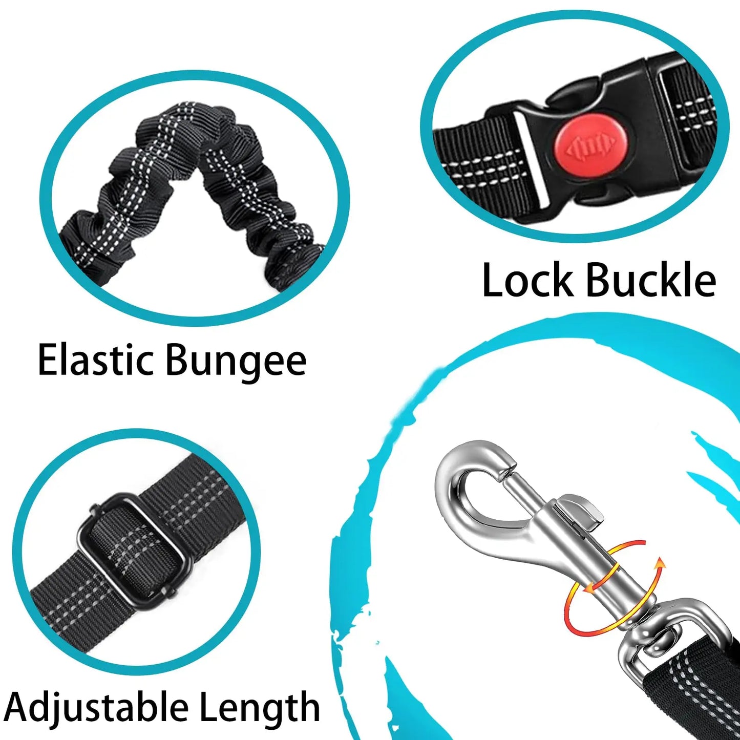 Adjustable And Heavy Duty Dog Car Seat Belt - Striped Nylon Large Dog Traction Rope for Car Rides